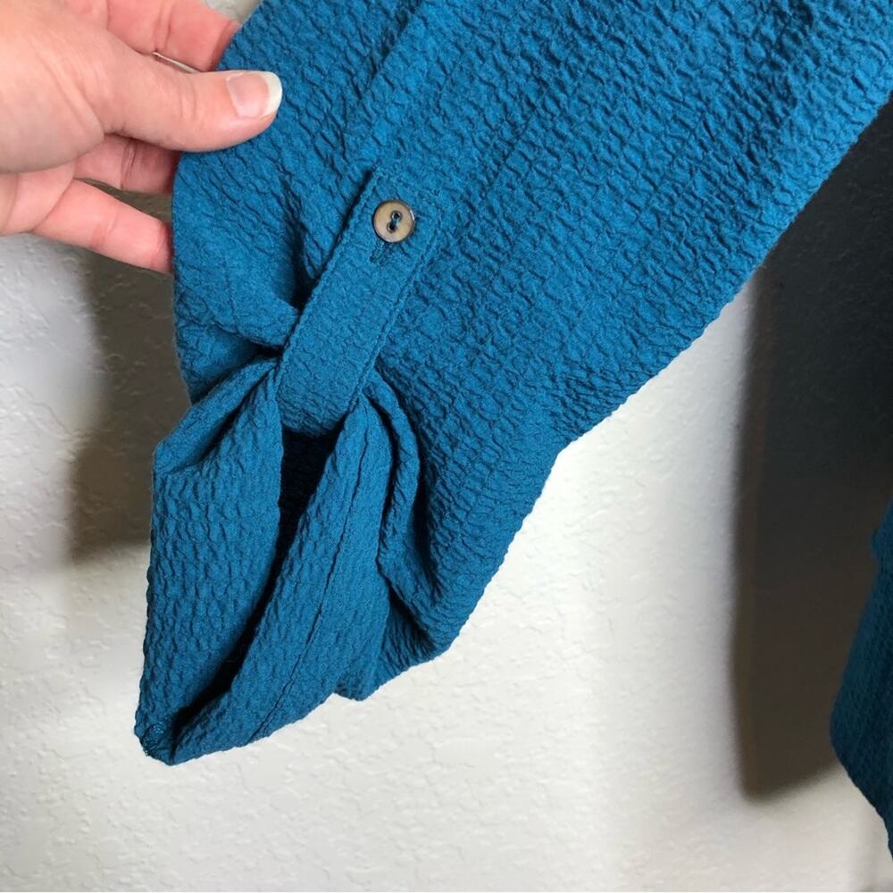 Soft Surroundings Marianna peacock teal blue button down tunic top Small NWT - Picture 6 of 13